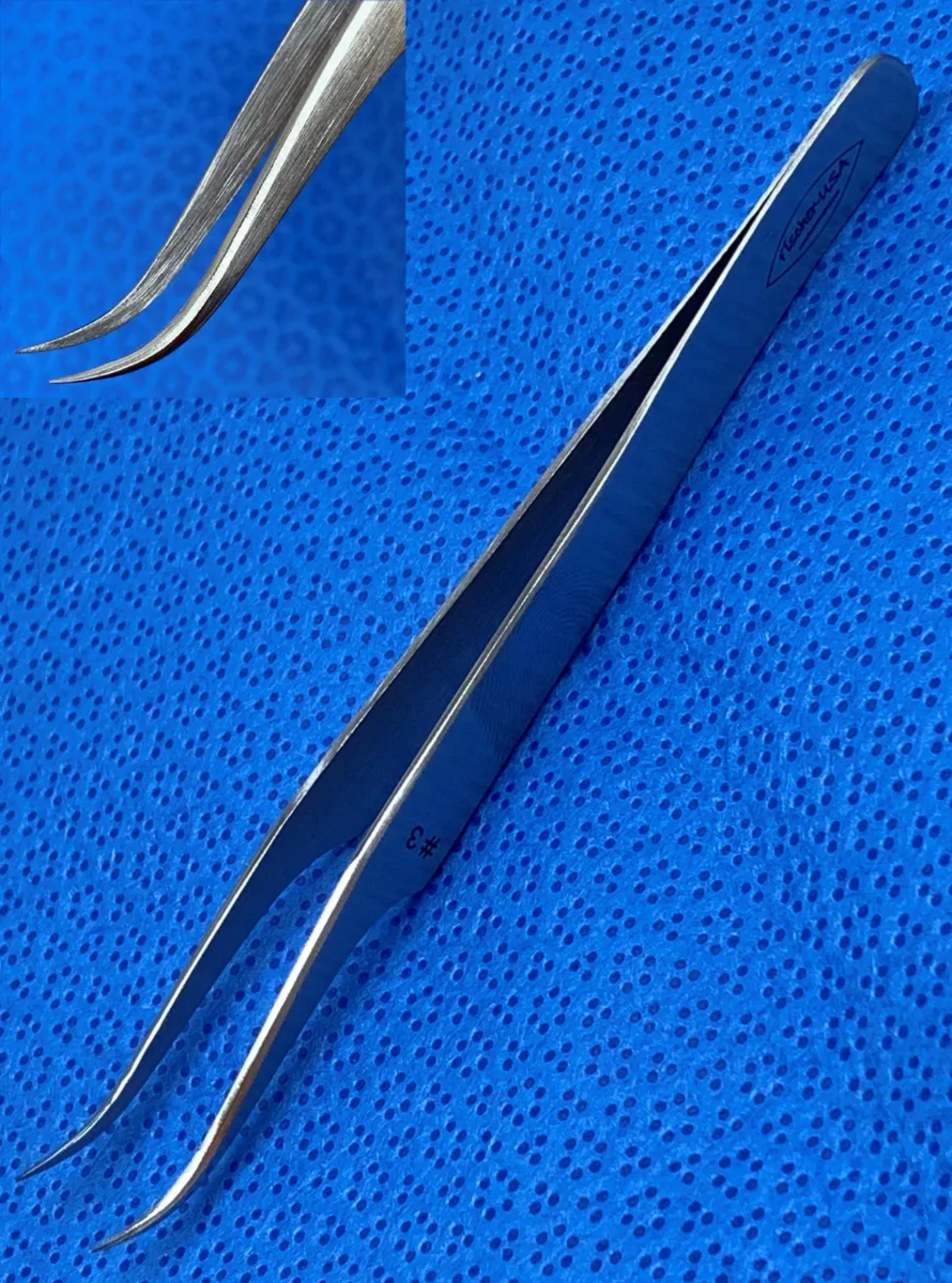 FF-6710 Jewelers Forceps #3 Curved 5-1/3