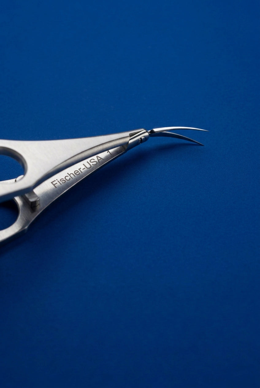 FS7504 Uribe-Stern Scissors with 10mm Blades – Curved Angled Forward – Sharp Tips