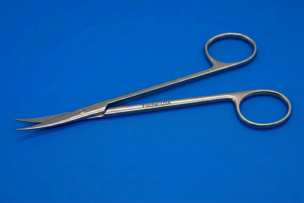 FS-7625 Mackinnon tenotomy dissecting scissors on cobalt blue background
