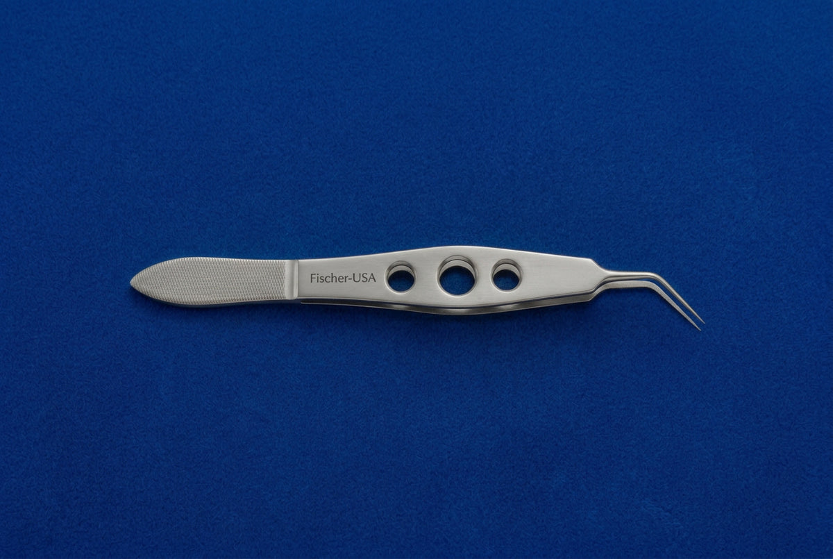 FF6534 Hoffer-McPherson Forceps Very Delicate with 11mm Tying Platform and 1x2 Teeth - .12mm - Angled