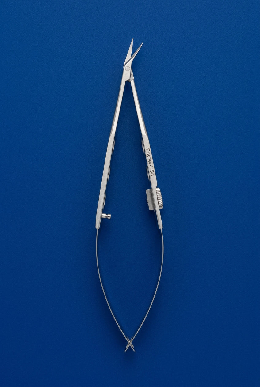FS7533 Troutman-Castroviejo Corneoscleral Scissors with Small Blades – Right - w/Stop Lock