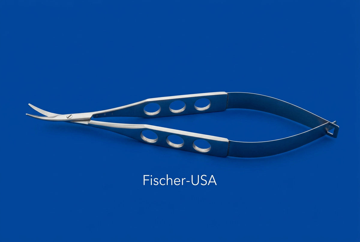 FS7629 Shepard-Castroviejo Scissors Lrg Crv Blunt Tips, 1 Blade Serrated OAL= 4.5"