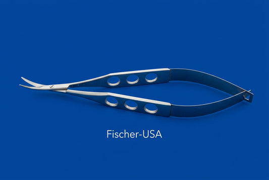 FS7629 Shepard-Castroviejo Scissors Lrg Crv Blunt Tips, 1 Blade Serrated OAL= 4.5"