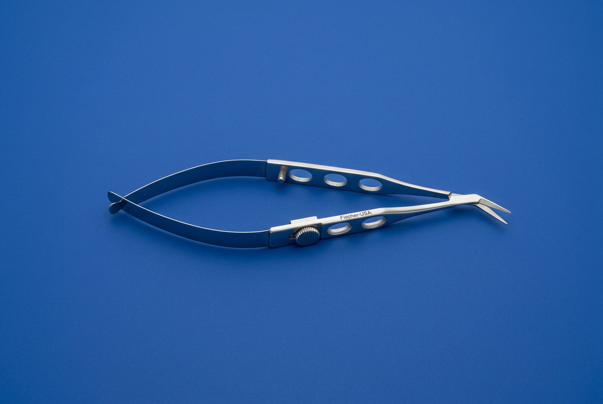 FS7631 Barraquer Corneal Section Scissors w/ Stop Angled to Right Side 8mm Blades, OAL=4"
