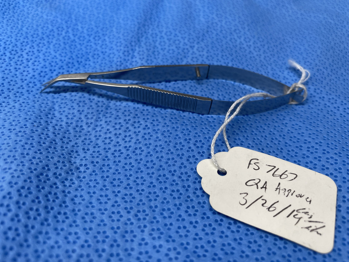 FS7667 McClure Iris Scissors - 4 1/2" - Angled - Sharp Tips