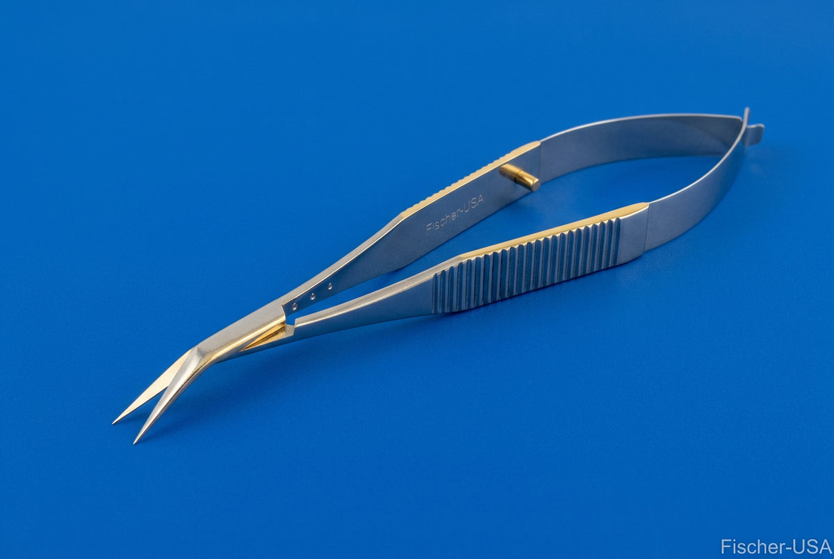 FS7667 McClure Iris Scissors - 4 1/2" - Angled - Sharp Tips