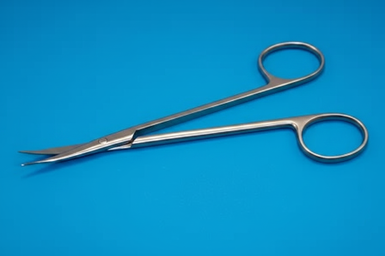 FS-7625 Mackinnon tenotomy dissecting scissors on cobalt blue background